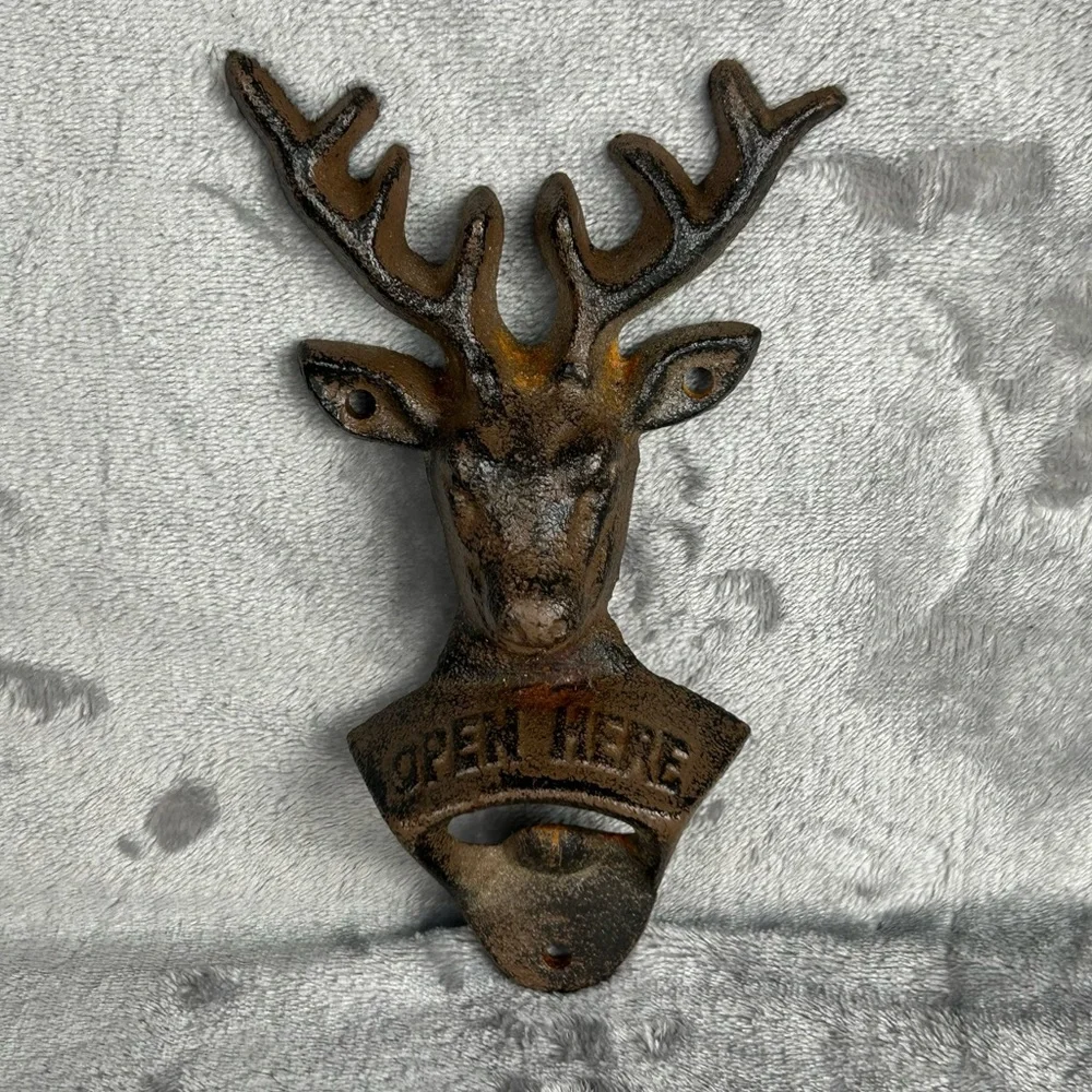Cast Iron Deer Bottle Opener Gift For Deer Hunters Man Cave Beer Enthusiast Gift